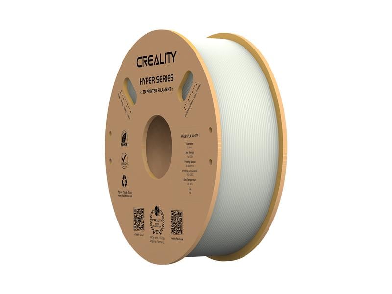 Creality Filament PLA Hyper, Weiss, 1.75 mm, 1 kg Hochwertiges 1.75 mm PLA Hyper Filament für 3D Drucker