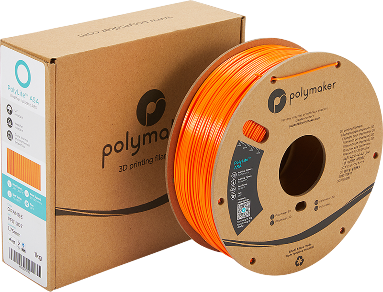 Polymaker  PolyLite ASA Orange, 1,75 mm / 1000 g    Die Alternative zu ABS Filament