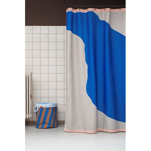 Mette Ditmer Nova Arte Badeforhæng, Light Grey/Cobal, 150x200 cm