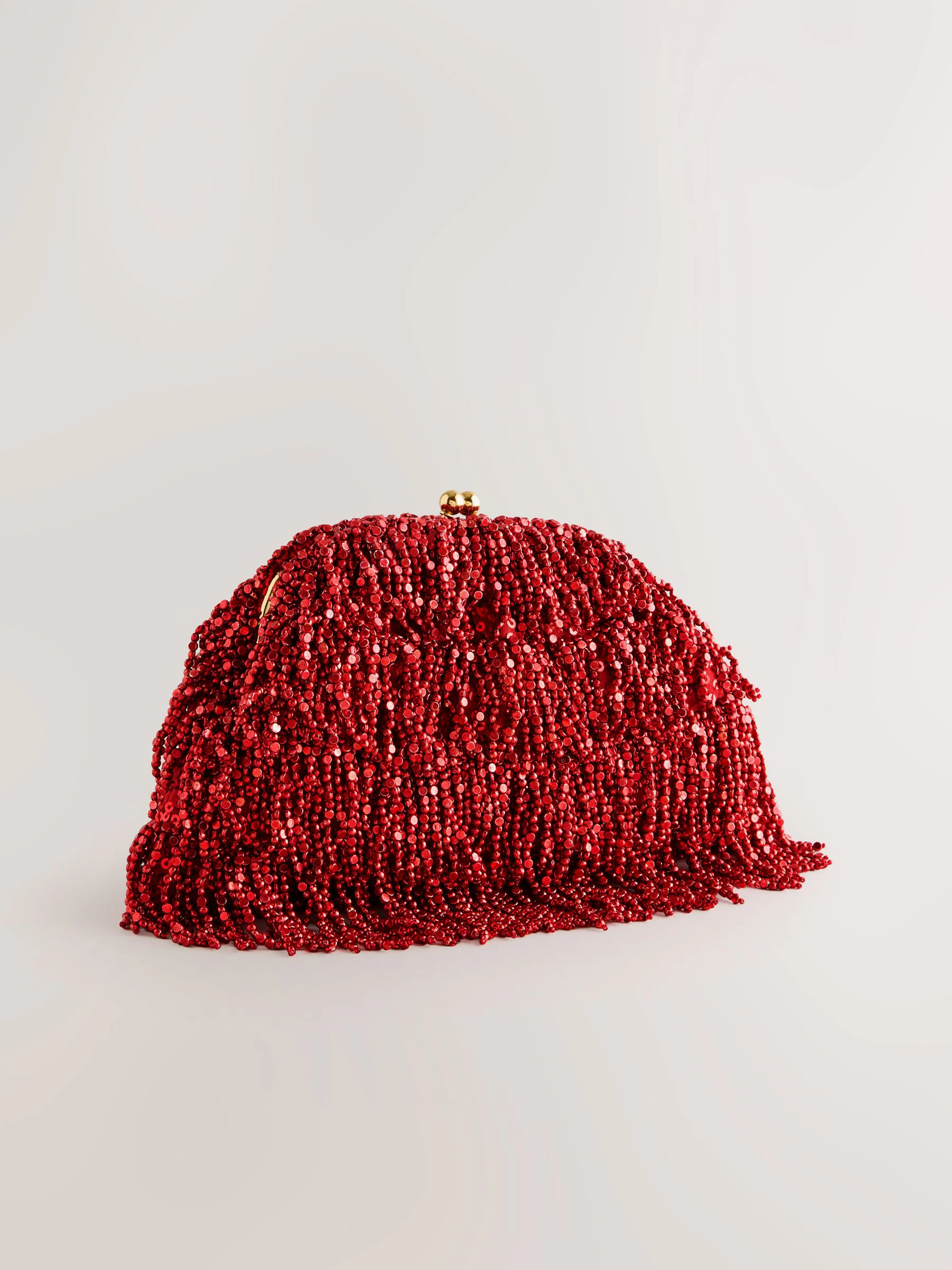 Rood - Embellished Fringe Clutch Bag