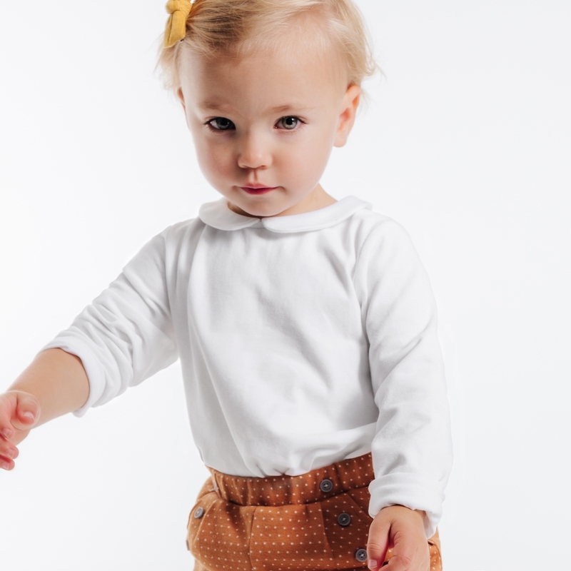 T-shirt col claudine uni beige bébé fille