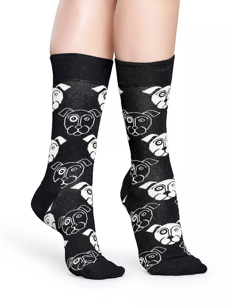 HAPPY SOCKS Herren Socken DOG 41-46 black/white schwarz