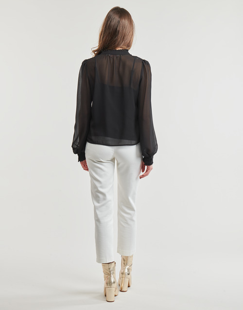 Only - ONLHANNAH LS MIX LACE TOP  WVN - Noir