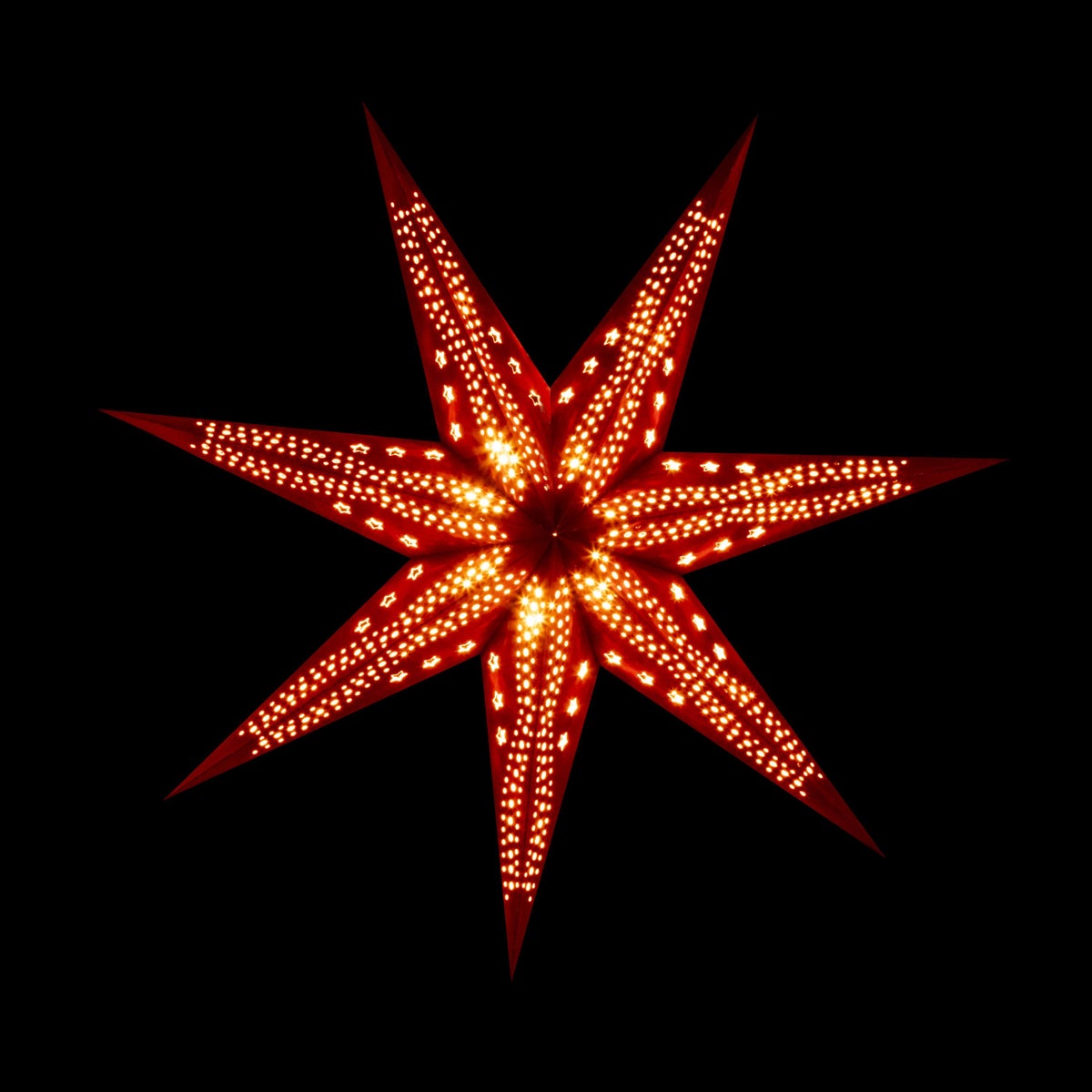 Sterntaler Decoratieve Ster | Papieren Kerstster | Fluweel | Gevouwen Ster | 75cm | Binnen | Gloeilamp | Stekker