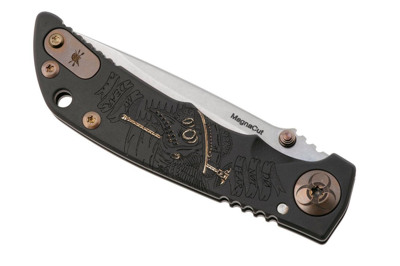 Spartan Harsey Folder 3.25 SF10C-BL-PL, Stonewashed CPM MagnaCut, Plague Doctor Black/Bronze Anodized Titanium zakmes