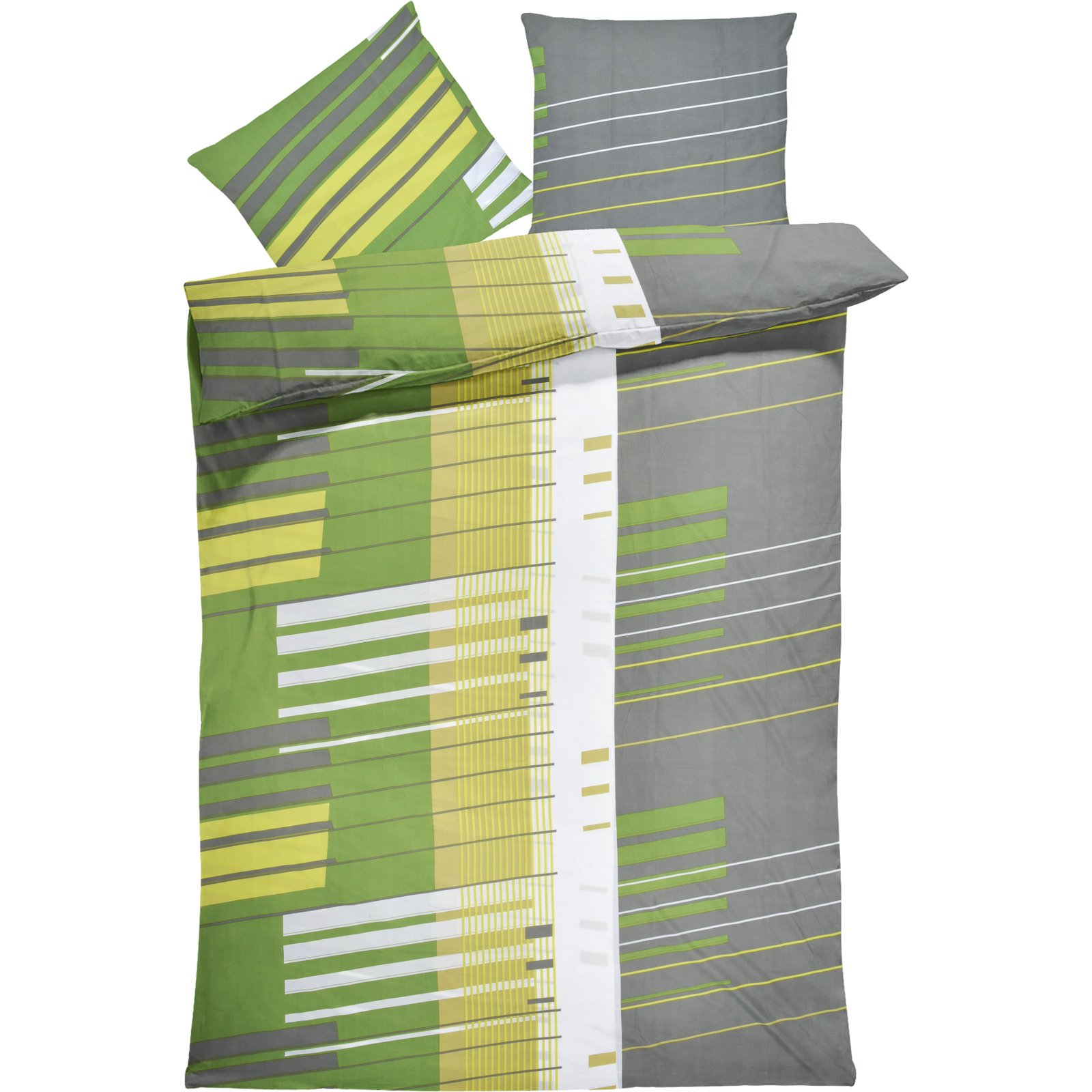 Bettwäsche Micro-Polyester Streifenmuster grün 50x70 Kissenbezug
