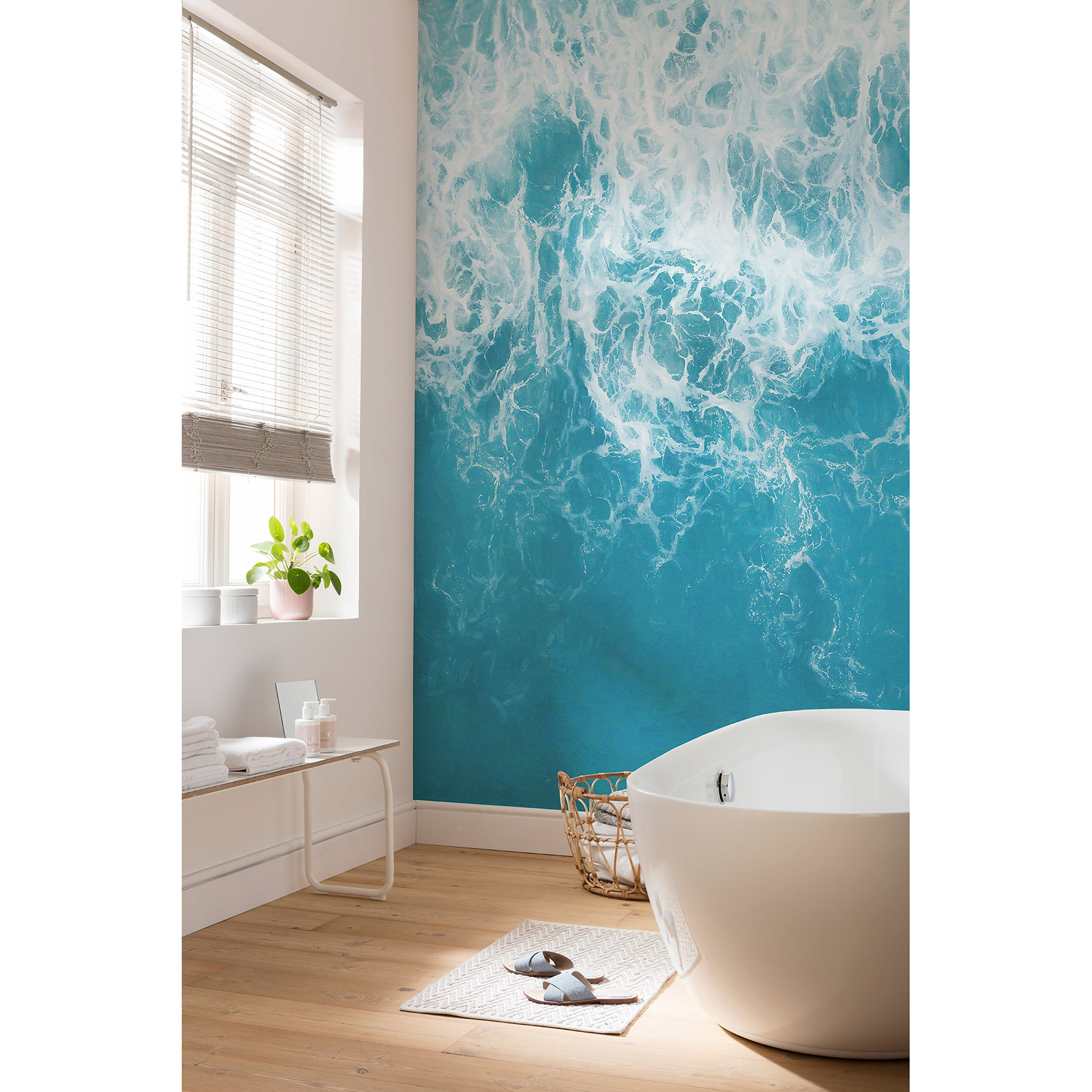 Vlies-Fototapete THE SHORE - blau-weiß - 250x250 cm