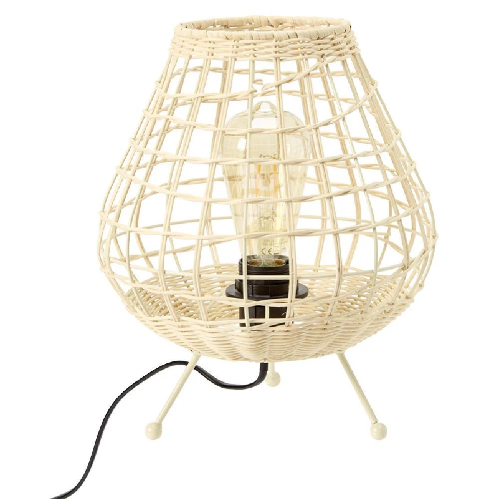 Lampe en rotin et métal à poser