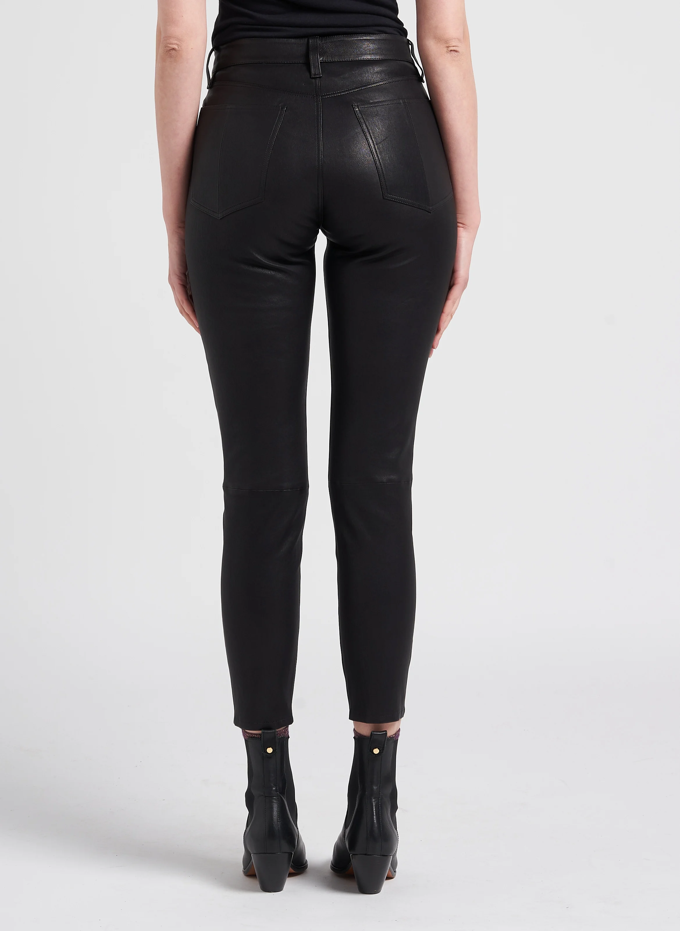 DENVER - Pantalon slim en cuir | Noir