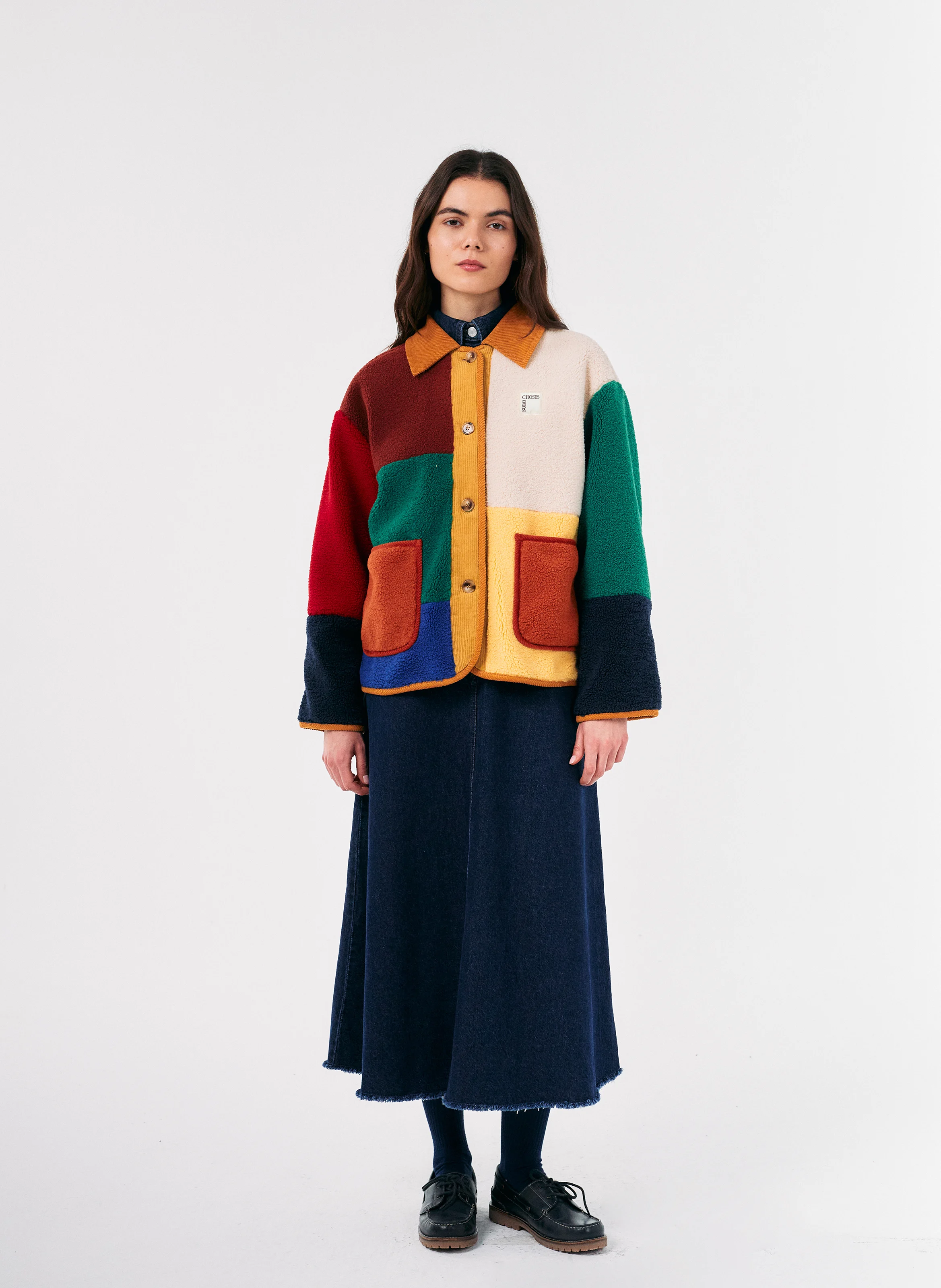 Veste col classique en sherpa | Multicolore