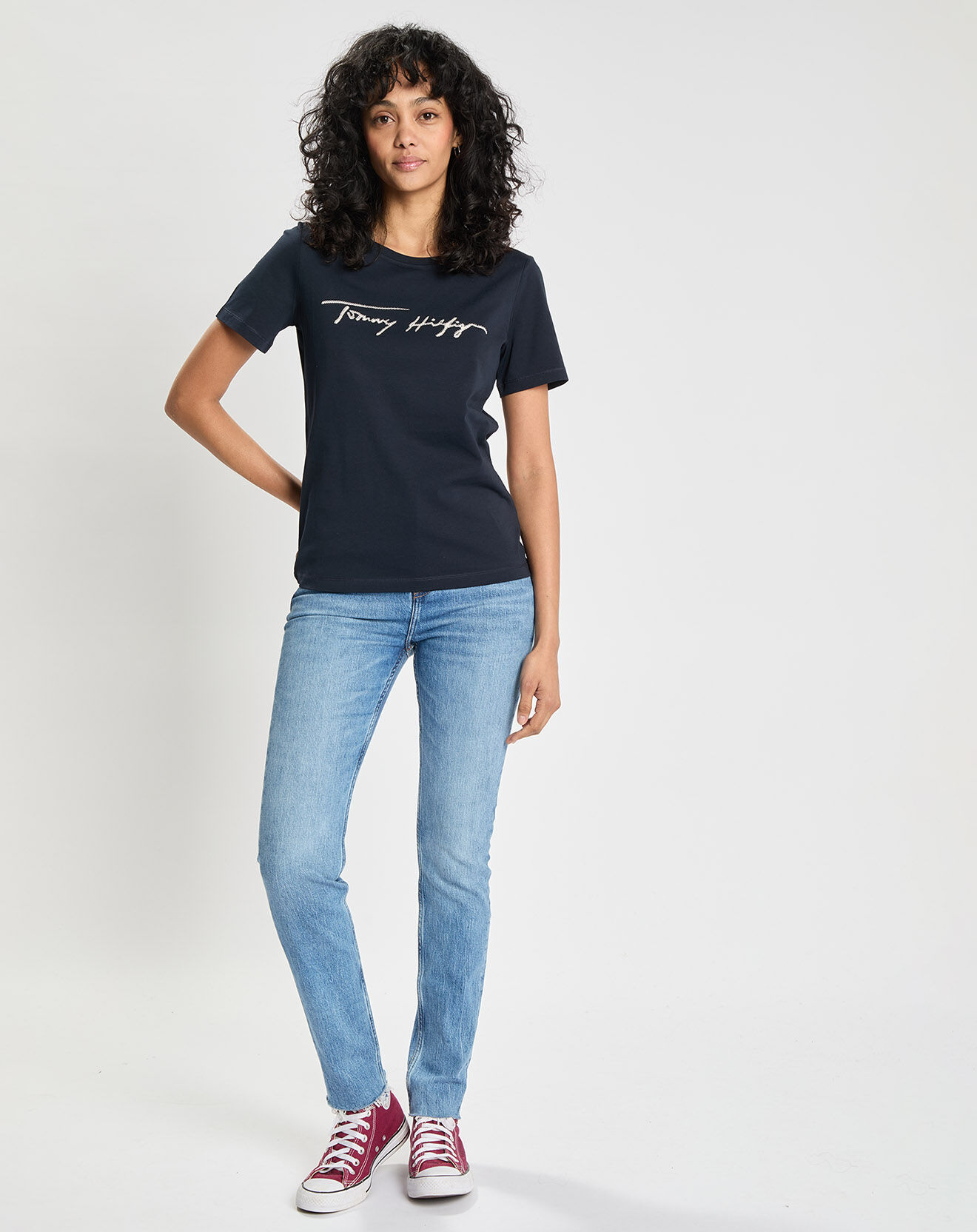 Tommy Hilfiger T-Shirt Signature Strass bleu marine