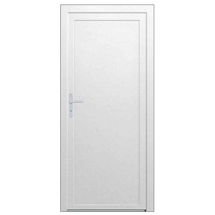 Porte de service pleine PVC 80 x h.205 cm poussant droit