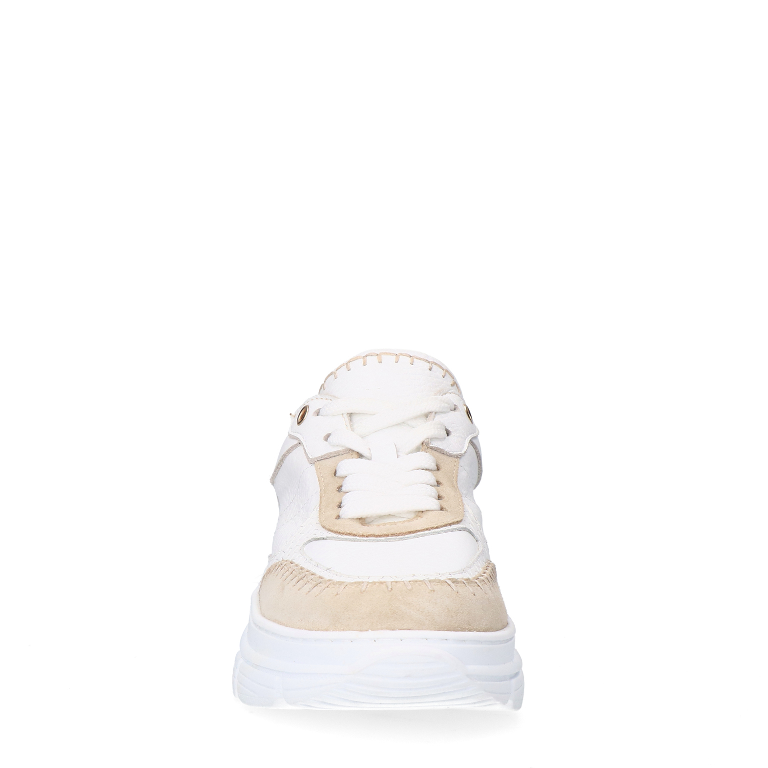 Witte leren sneakers met suède details