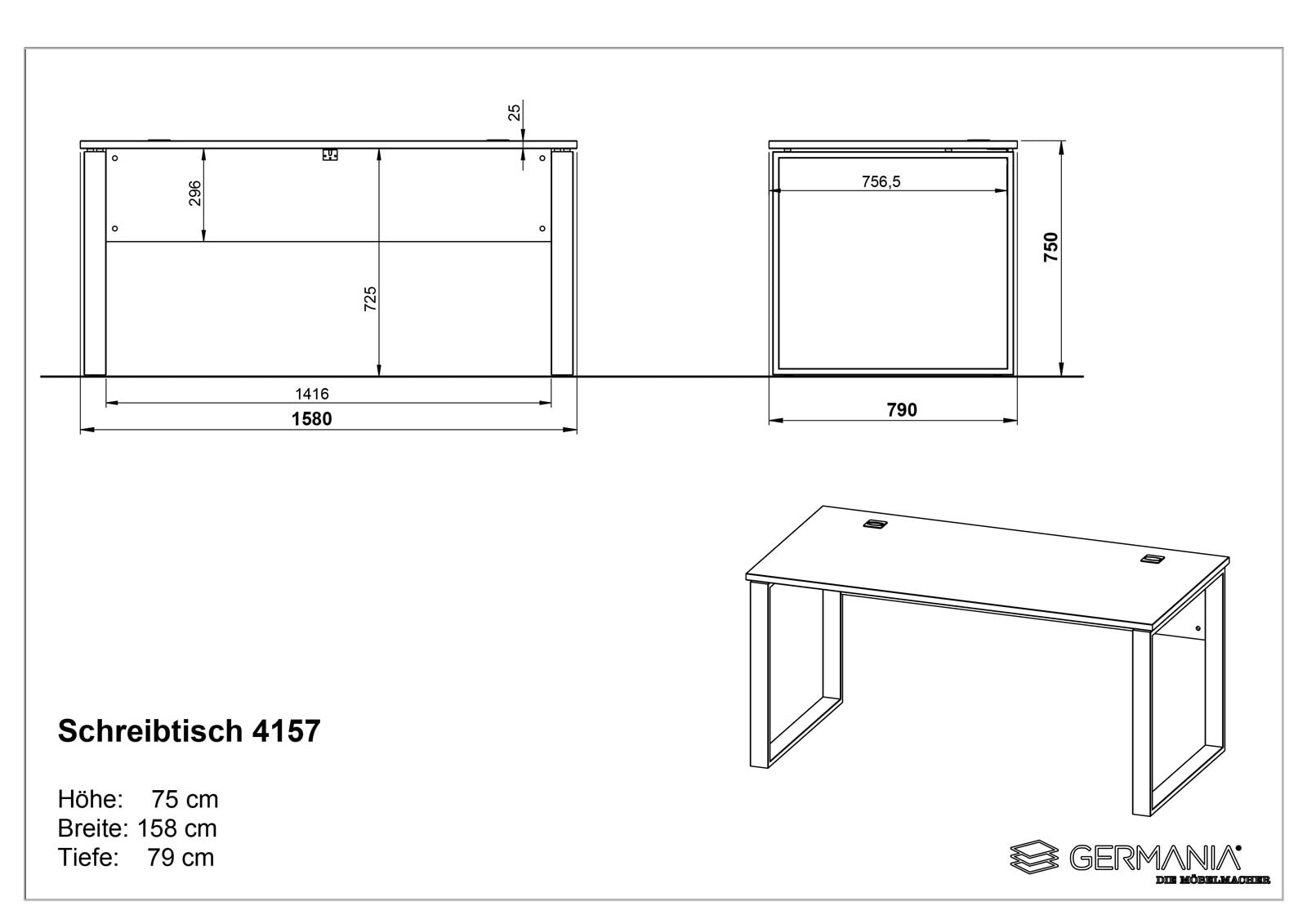 Schreibtisch LION 158 x 79 cm Weiß/ Navarra-Eiche