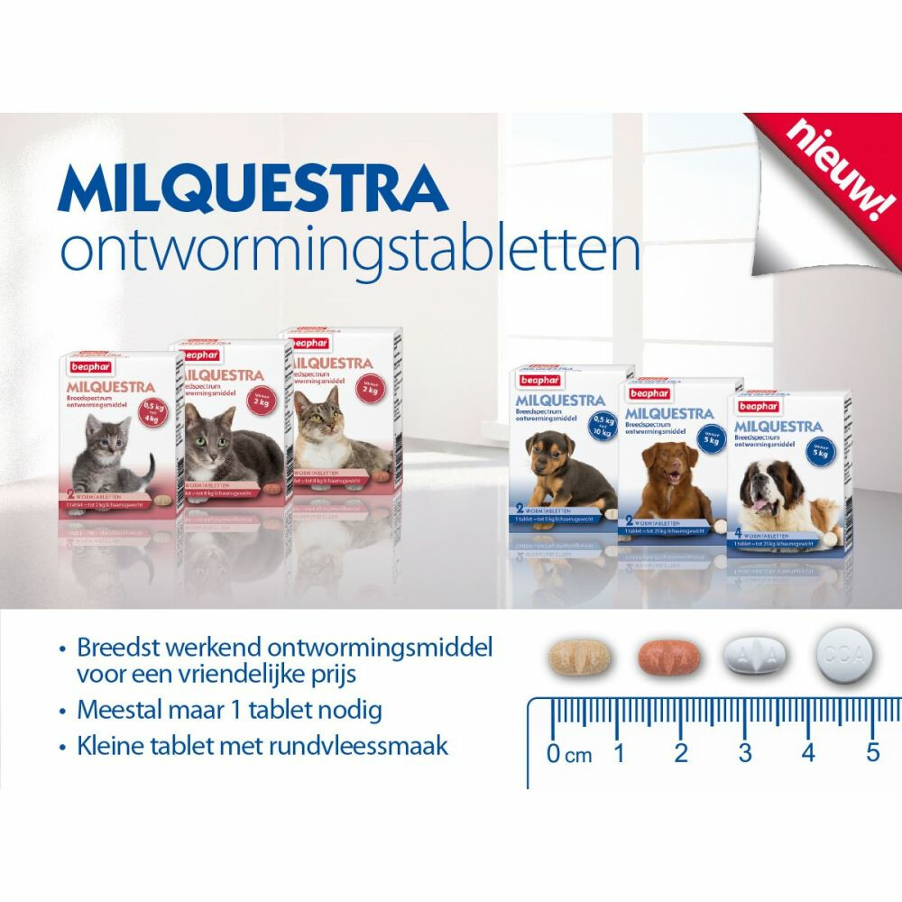 Beaphar Milquestra Ontworming Tabletten Hond 5 - 75 kg4 tabletten