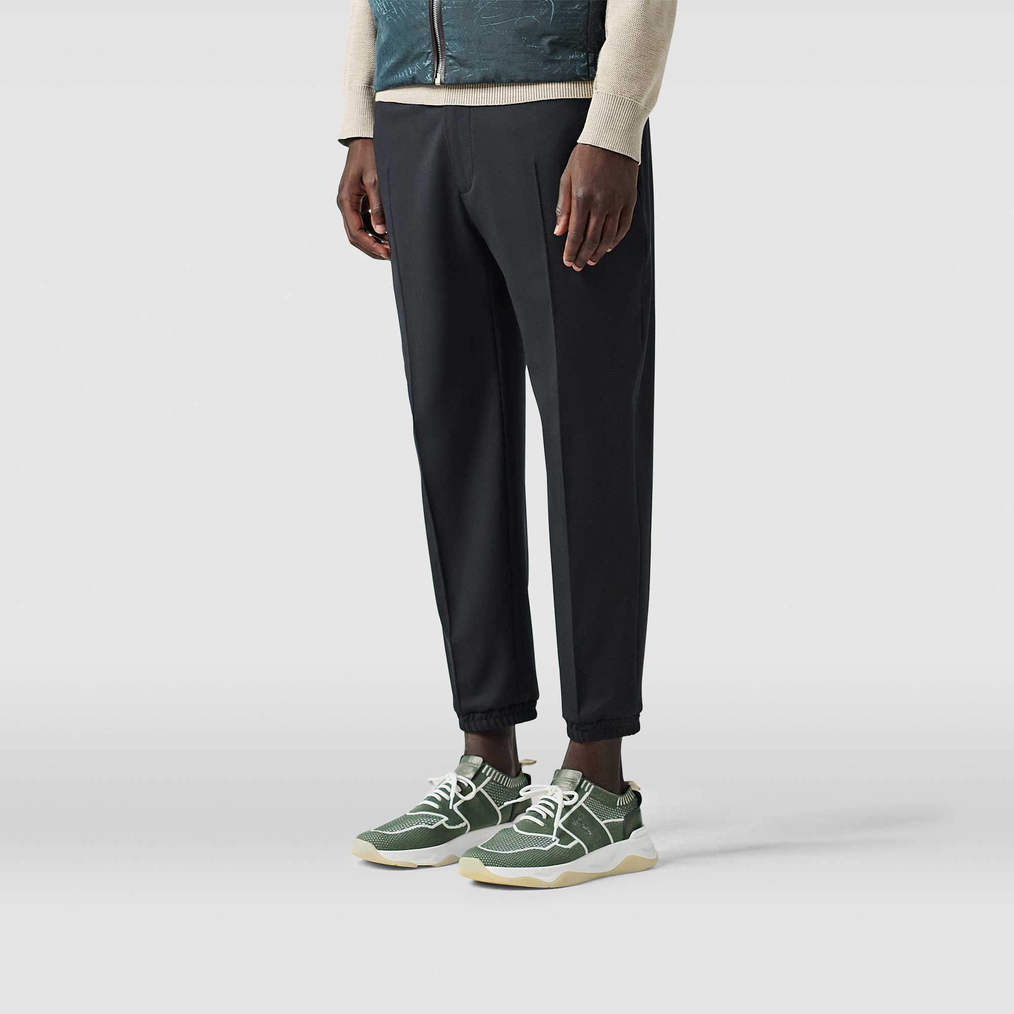 Pantalon De Jogging En Gabardine De Laine Stretch