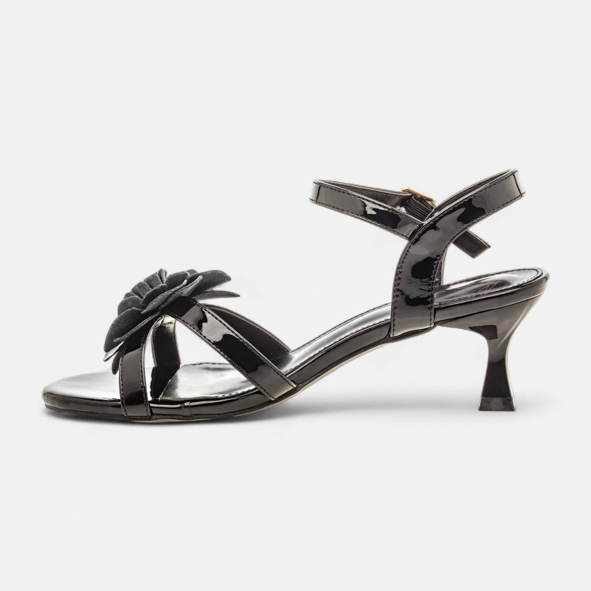 Nu-pieds à talon Femme noir vernis