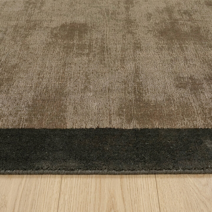 Laagpolig vloerkleed - Lucien Border Bruin | Mid-century modern