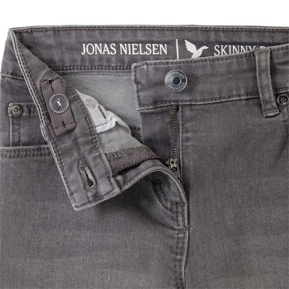 Jonas Nielsen Mädchen Skinny-Jeans mit Used-Waschung hellgrau