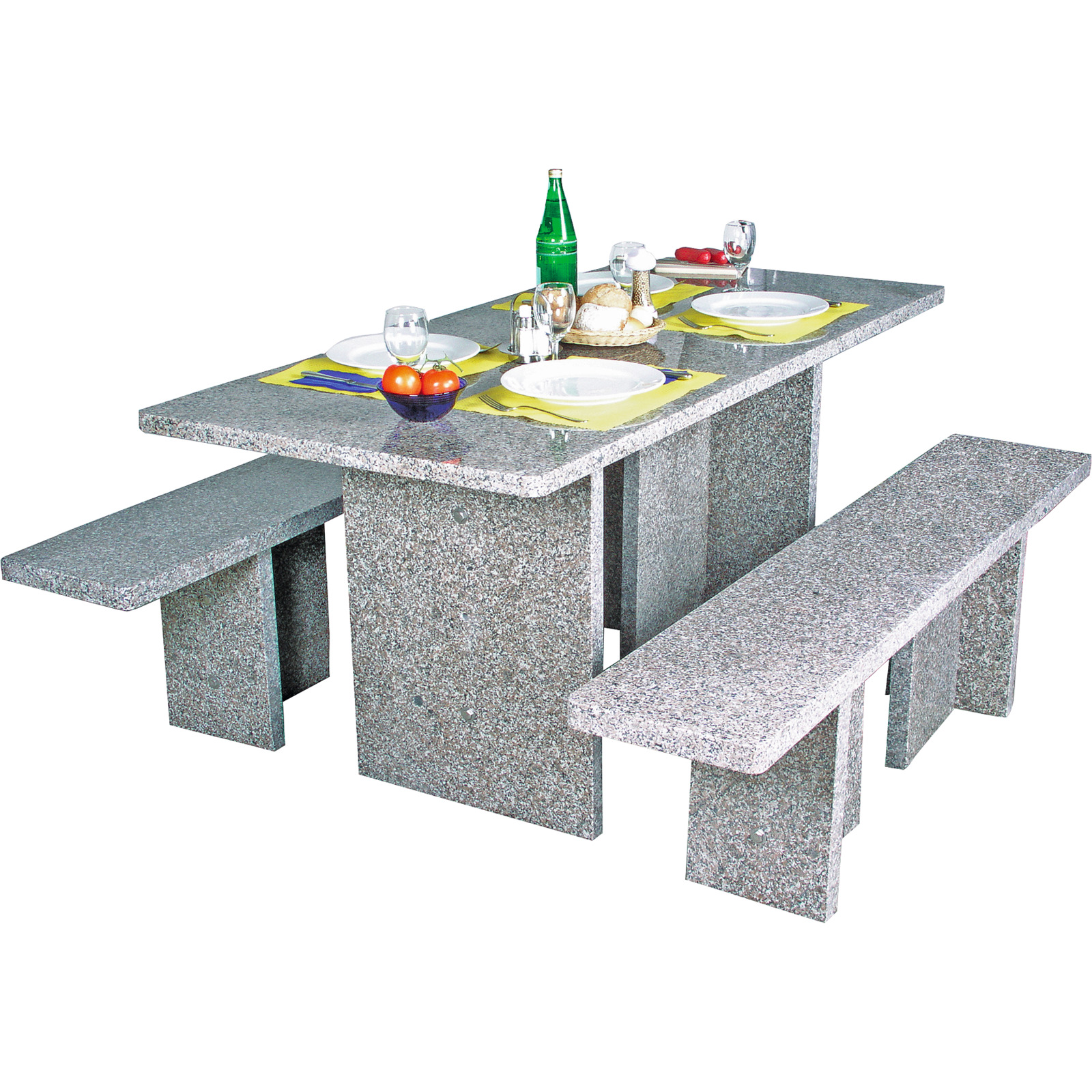 Tischgarnitur Morcote Granit 3-teilig, eckig