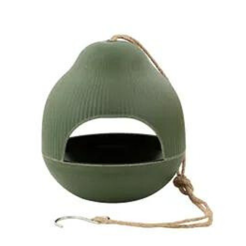 Mangeoire bambou design verte pour oiseaux sauvages