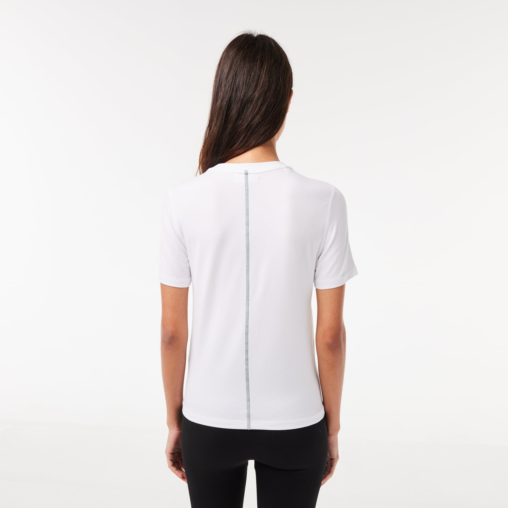 T-shirt slim fit à col rond en coton mélangé T-Shirts - Blanc - Lacoste - Femme