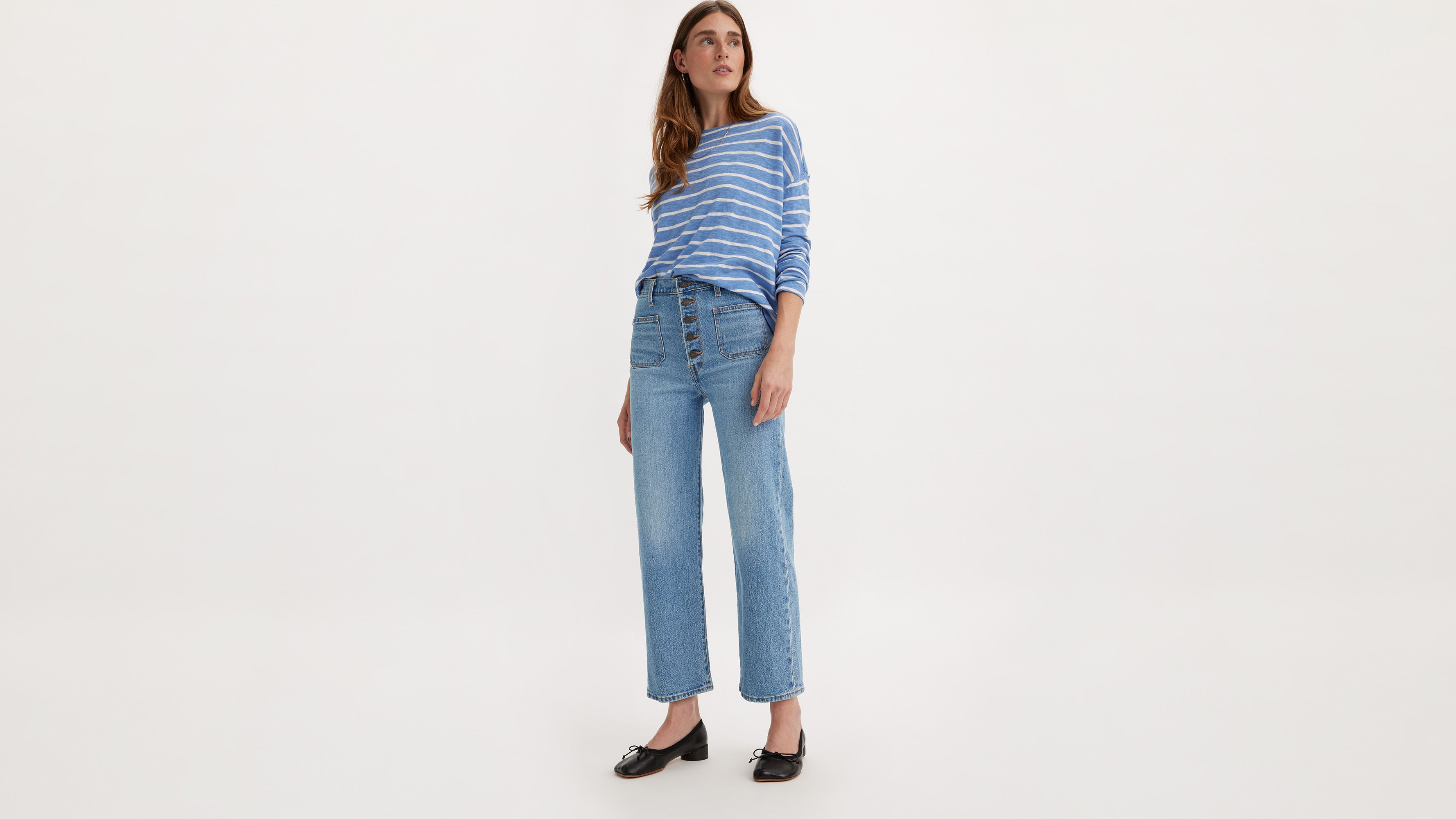 Jean Ribcage poche plaquée Straight - In Patches - Bleu