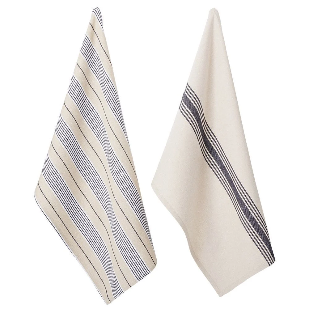 Torchon imprimé blanc et noir x2 - 100% coton 45x70cm