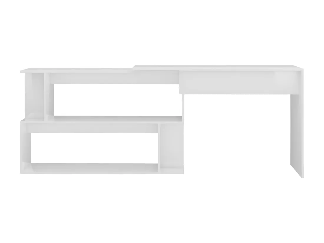 Bureau d'angle Blanc brillant 200x50x76 cm Aggloméré