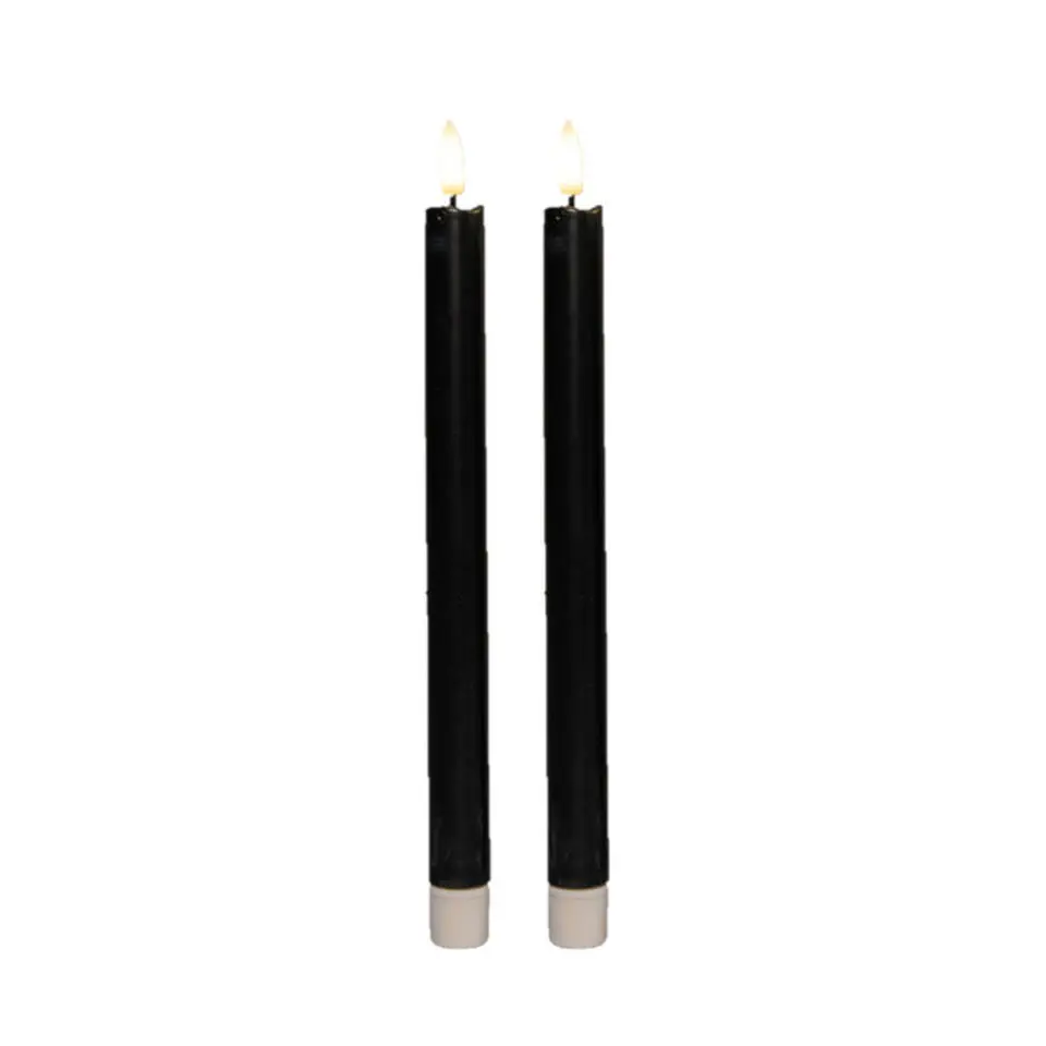 Anna Collection Led dinerkaarsen - 2x - zwart - 25 cm - 3D vlam