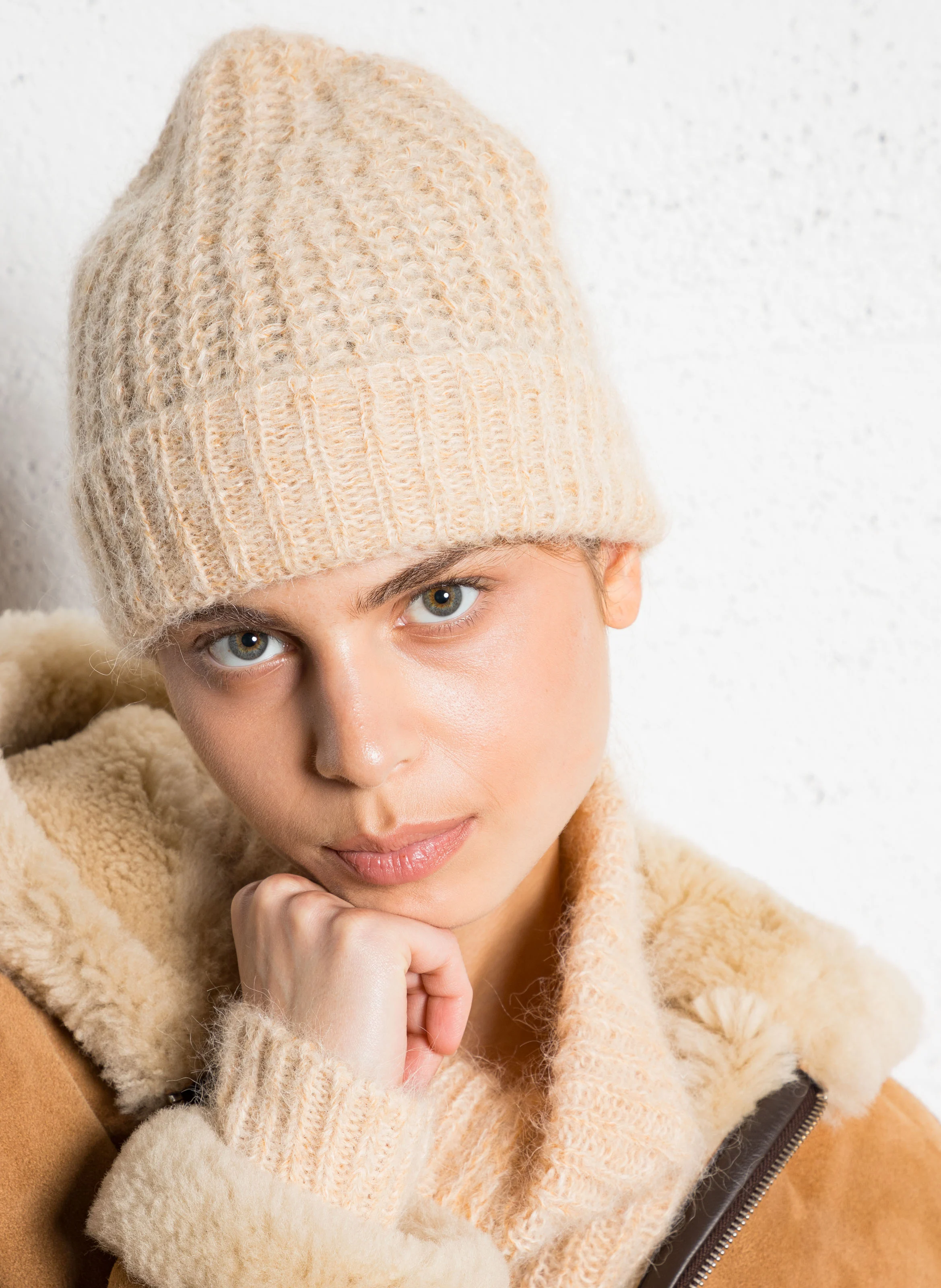 SANDER - Bonnet en laine mélangée | Beige