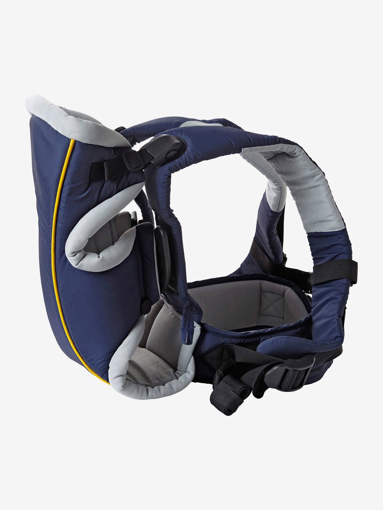 Mochila porta-bebê VERTBAUDET azul marinho com abertura frontal e traseira