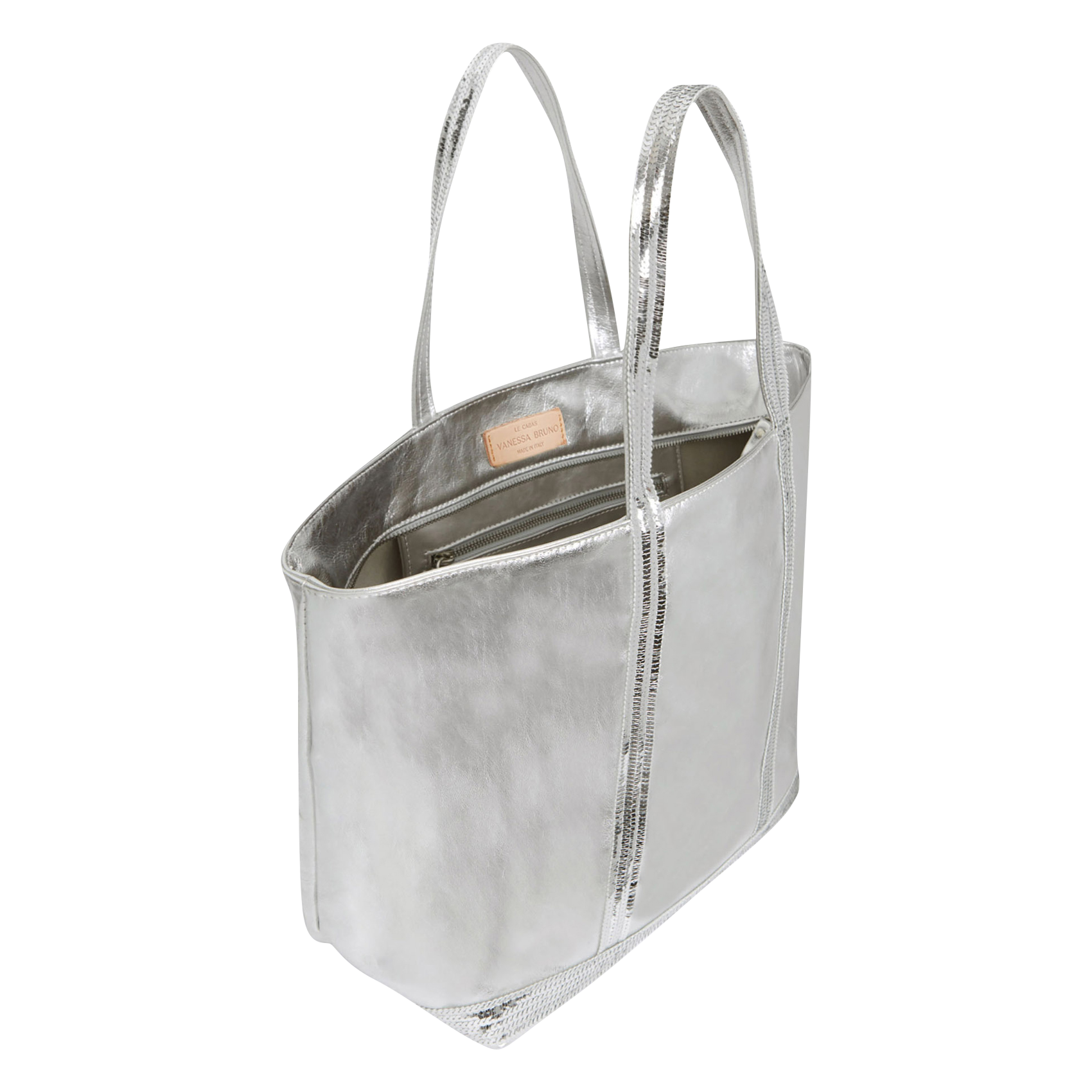 CABAS L - Cabas en L métallisé en cuir| Gris