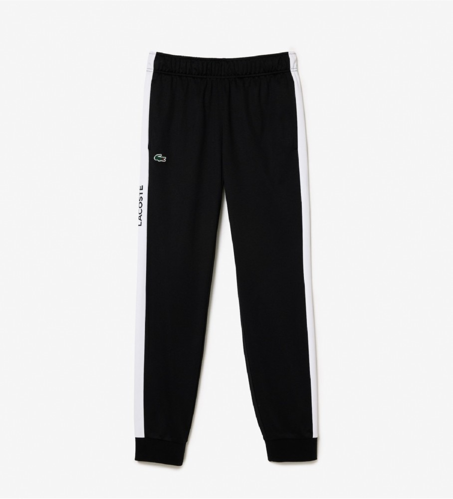 Calça de treino de tênis Lacoste preta em tecido ripstop