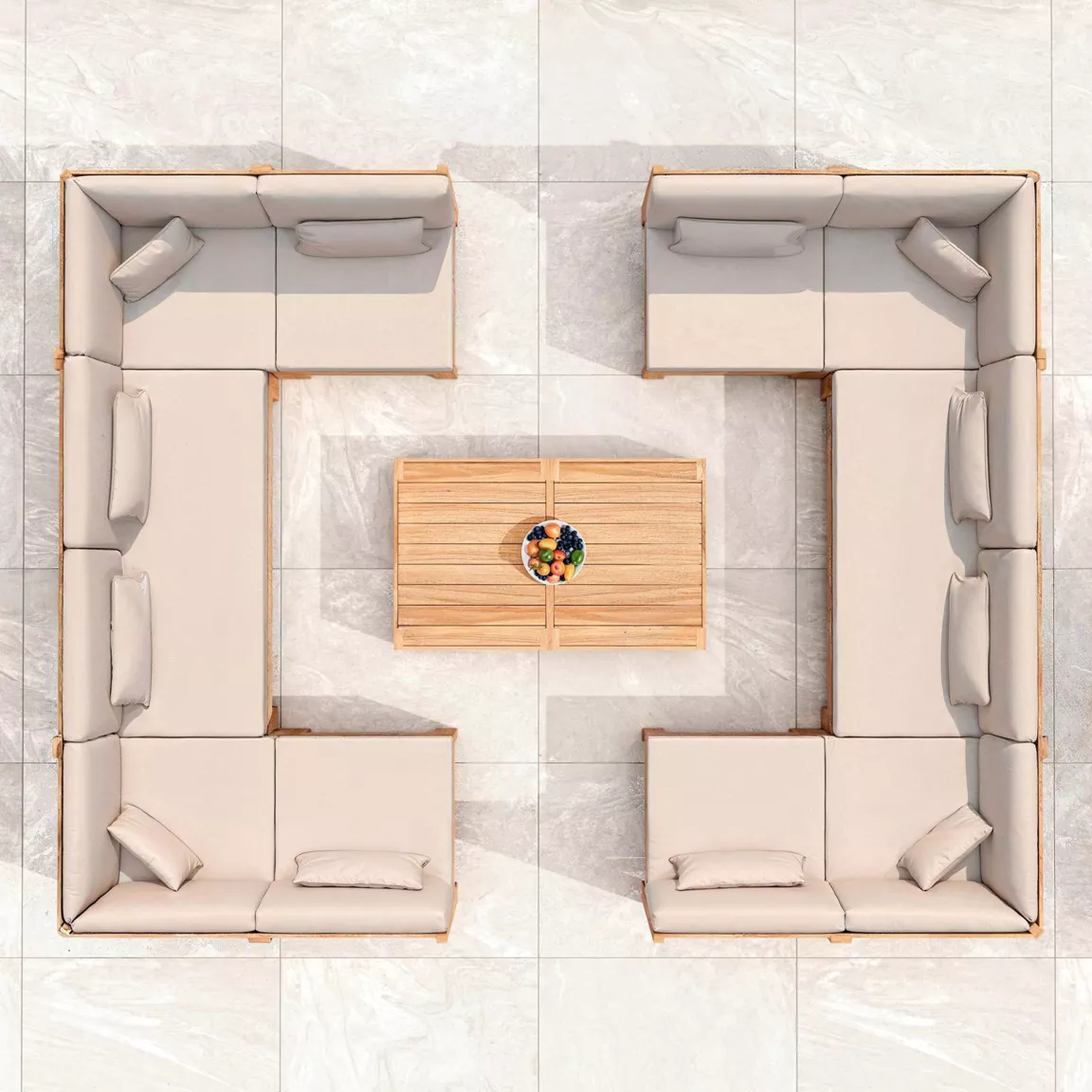 Fauteuil d'angle de jardin bois d'acacia Bornéo Sable