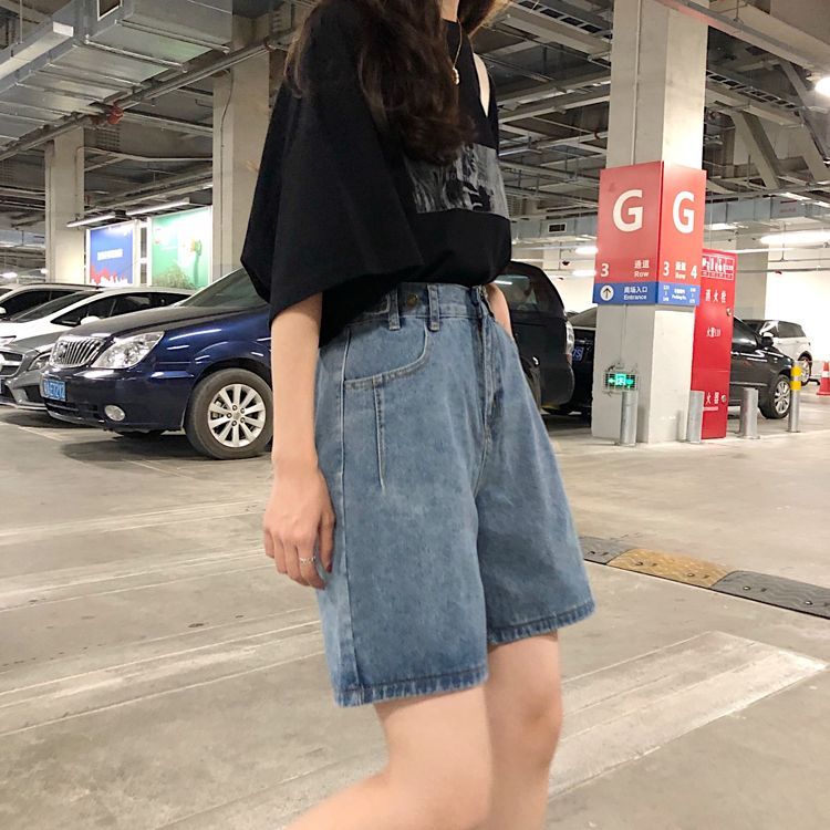Happy Bird - Denim shorts met hoge taille