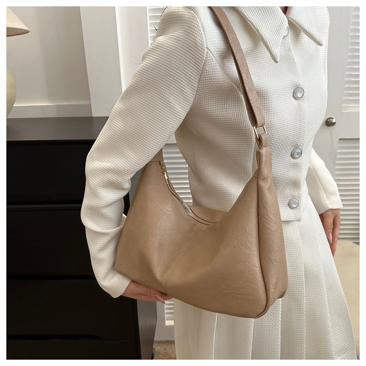 Maorong - Effen imitatieleren crossbodytas