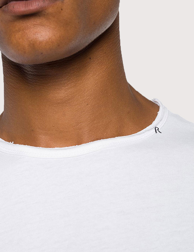REPLAY T-SHIRT BLANC BASIC À MANCHES LONGUES