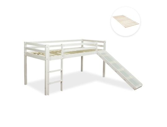 HOMESTYLE4U - Lit enfant lit mezzanine superposés 90x200 cm blanc