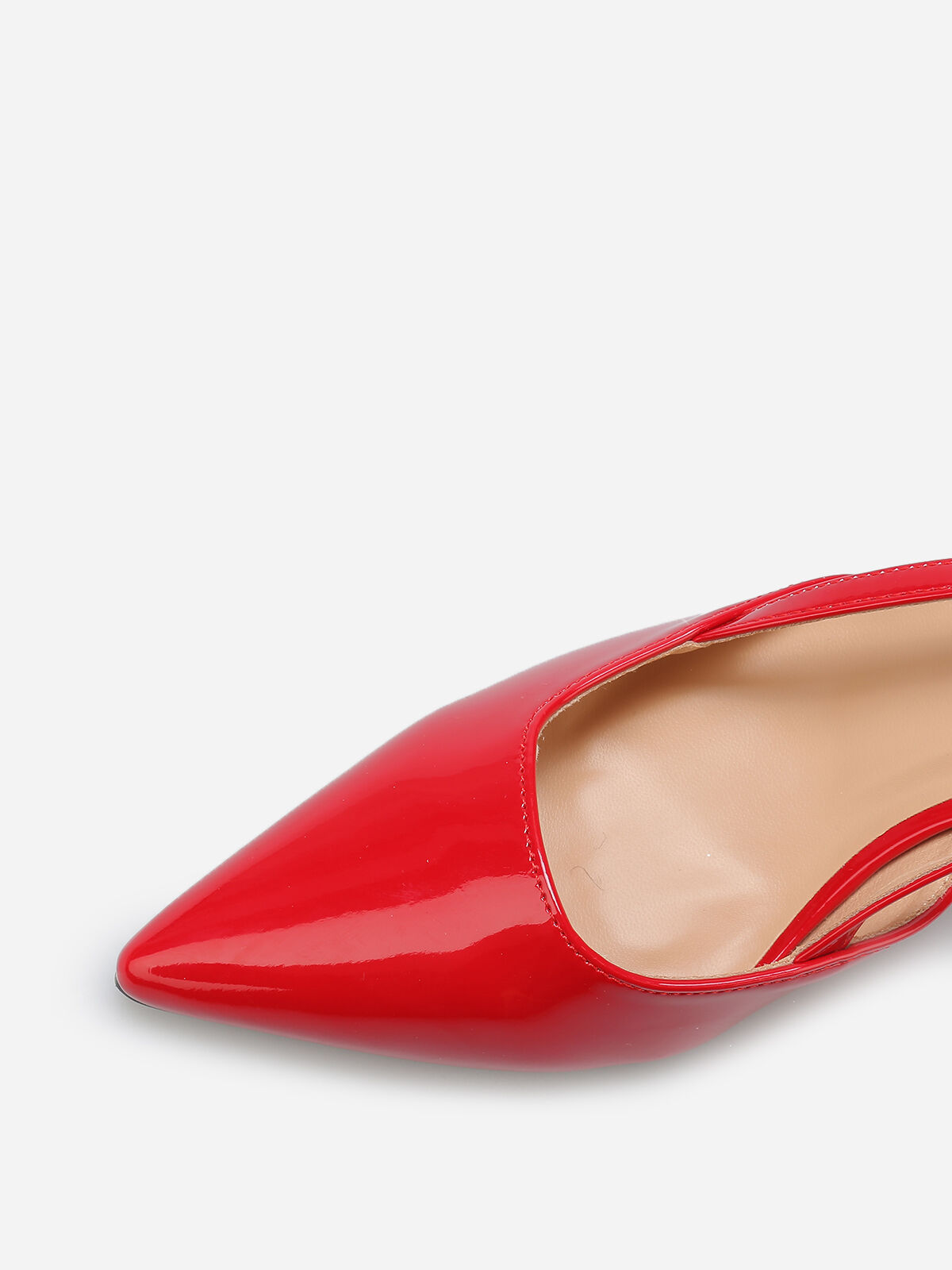 Escarpins slingback vernis à détails dorés- Rouge