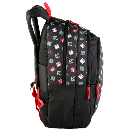 Mochila escolar Minecraft TNT para o Ensino Fundamental com Compartimento Duplo + Carrinho para Sacolas de Brinquedos com 4 Rodas Giratórias