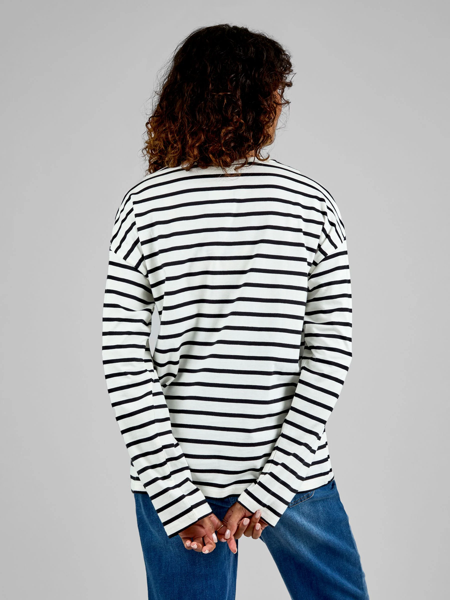 Zwart & crème - JoJo Maman Bébé Stripe Long Sleeve Boyfriend Maternity T-Shirt