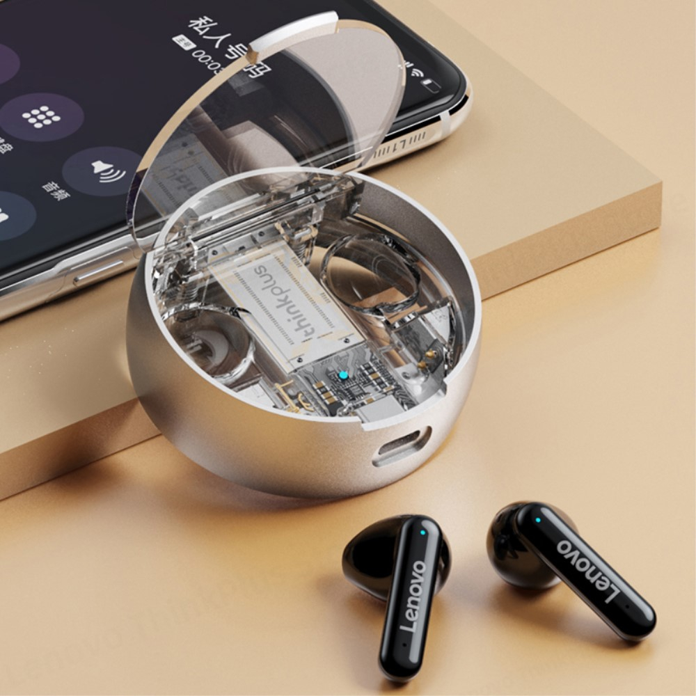 thinkplus Live Pods LP8 Pro TWS Bluetooth 5.2 In-Ear Kopfhörer Headset mit Ladecase (280mAh) - Weiss (Transparent)