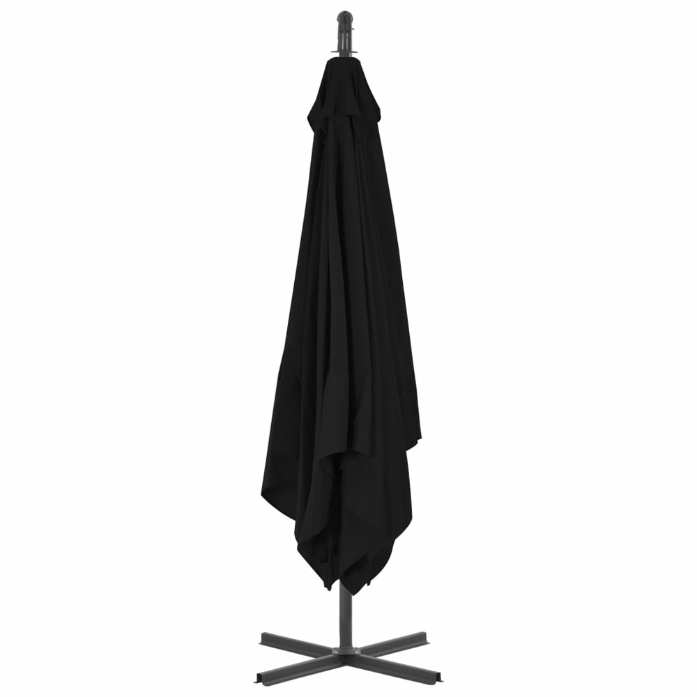 Parasol meuble de jardin déporté avec mât en acier 250 x 250 cm noir