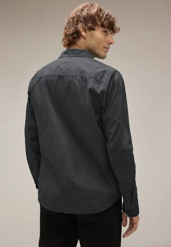 Garment dye Hemd - graphite grey