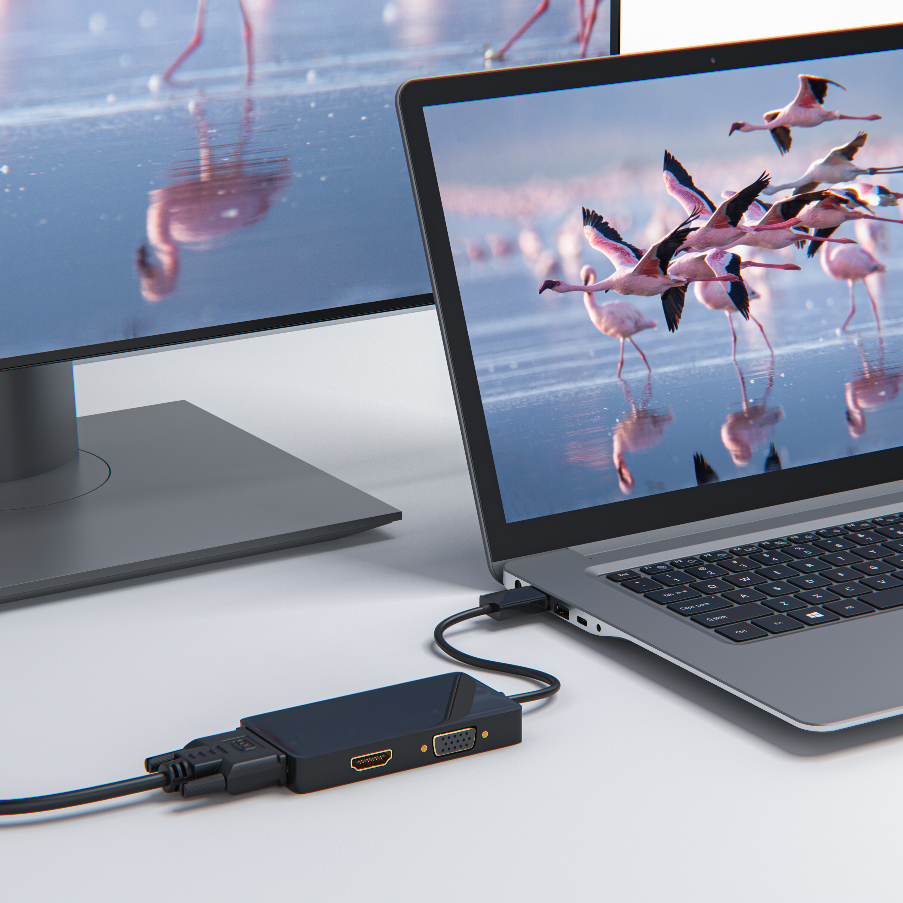 CSL DisplayPort Stecker auf HDMI, DVI, VGA Video-Adapter, 15 cm, 3in1, Konverter-Kabel, Full HD 1080p