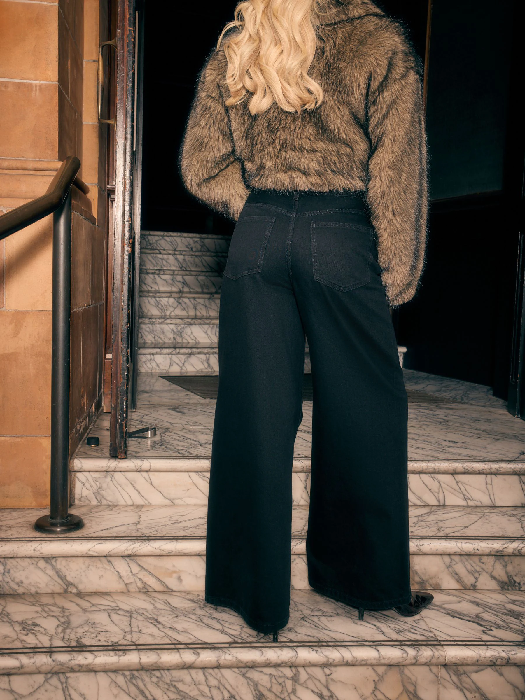 Zwart - Palazzo-jeans met hoge taille en wijde pijpen