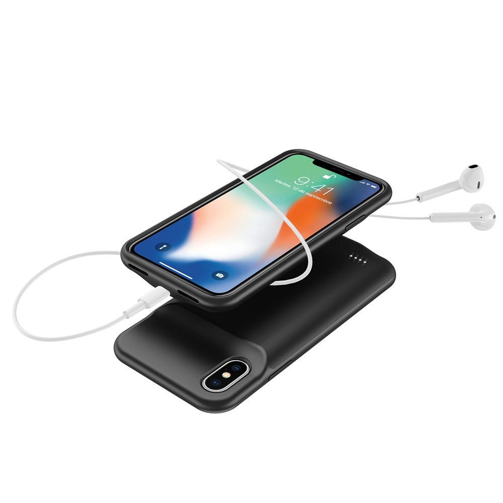 iPhone Xs Max Backpack Akku Case Schutzhülle (6500mAh) - Schwarz