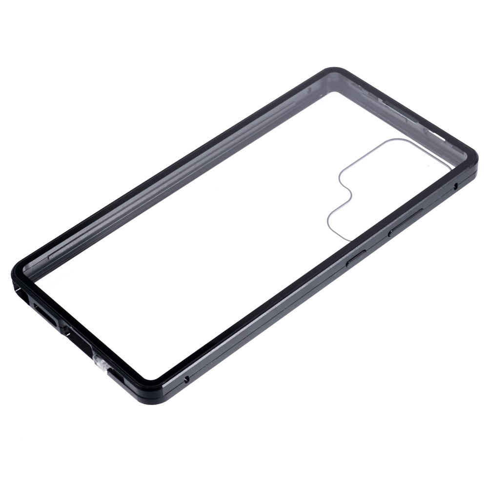 Samsung Galaxy S25 Ultra Magnetische Alu Schutzhülle mit Panzer Glas Backcover   Display- / Kameraschutz (Magnet-Technologie) - Schwarz