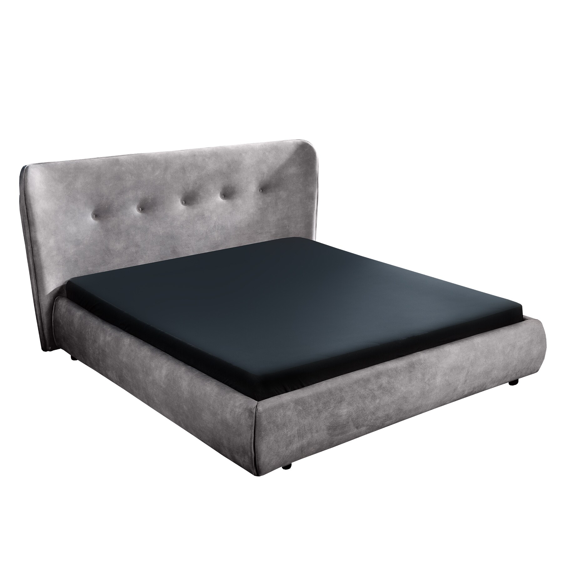 riess-ambiente Doppelbett FLORENZ - 180x200cm grau Samt Kingsize Polsterbett